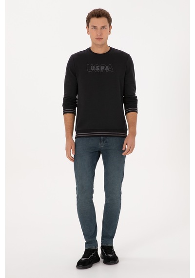 U.S. Polo Assn. Erkek Regular Fit Bisiklet Yaka Siyah Sweatshirt 50316372-VR046