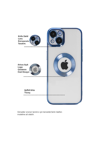 Apple Uyumlu iPhone 7 Plus Yanları Renkli Lens Korumalı Logo Gösteren Şeffaf Luxury Kılıf - Gold