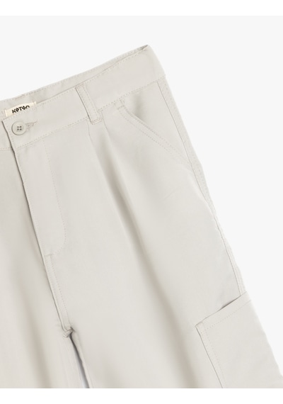 Koton Cep Detaylı Modal Karışımlı Jogger Pantolon Gri 5skg40104aw Gri