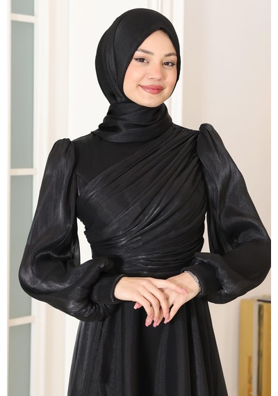 Esilanur Bahar Tesettür Abiye Siyah Siyah