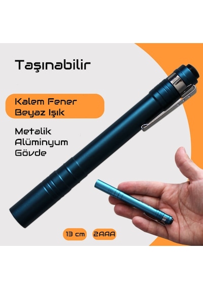 Mini Kalem El Feneri Alüminyum Gövde Pilli El Feneri Cep El Fener Siyah
