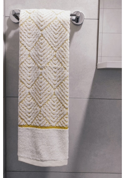 Geometrik Desenli Zemini Renkli Bambu El Havlusu - 50x90 Cm - Hardal Hardal