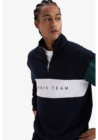 Defacto Defactofit Boxy Fit Dik Yaka Yarım Fermuarlı Sporcu Sweatshirt F0199ax25aunv253 Lacivert
