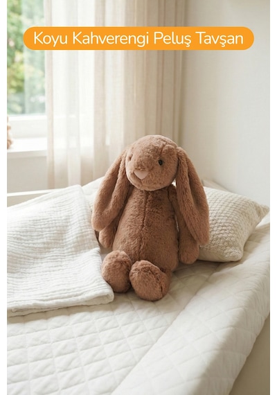 Yumuşacık Peluş Tavşan Hediyelik Bebek Uyku Ve Oyun Arkadaşı 45 Cm Oyuncak Kahverengi