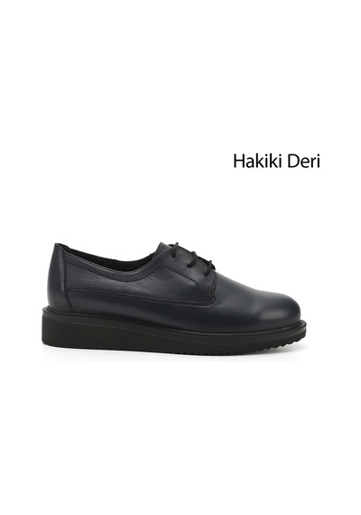 Gönderi(R) Gönderi R Lacivert Antik Bağcıklı Dolgu Taban Hakiki Deri Ayakkabı Lacivert