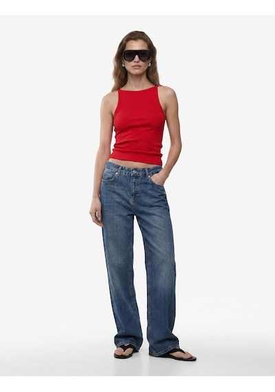 Koton Kaşkorse Kolsuz Pamuklu Slim Fit Askılı Kare Yaka Üst Kırmızı 6sak10388ek
