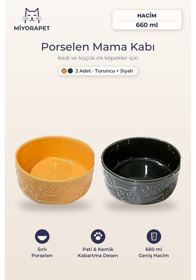 Mama Kabı Porselen-ikili Siyah Turuncu