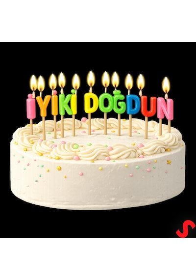 İyiki Doğdun Renkli Harf Mum Seti, 6 Cm 0-99