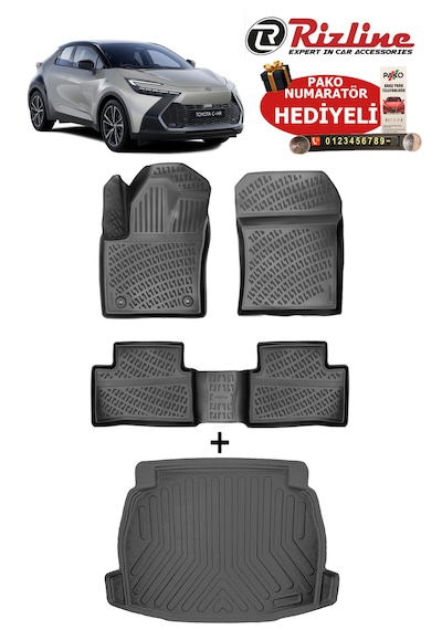 Toyota Chr 2023-2026 Havuzlu Paspas Ve Ses Sistemsiz Bagaj Havuzu Seti