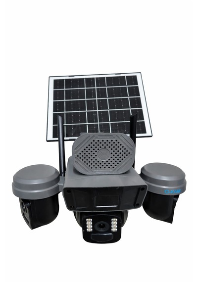 Okam 5210 3 Lensli Wifi Solar Güvenlik Kamerası 360 Ptz, Gece Görüş, Hareket Takip, Güneş Panelli