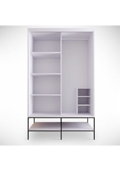 Pasific Home Martin 2 Kapaklı Sürgülü Gardırop Elbise Dolabı Beyaz - Beyaz Mermer 120 CM