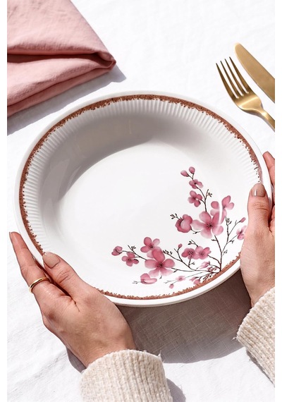 Lüx Sakura Desen Seramik 6 Kişilik Yemek Seti 20 Cm Diğer