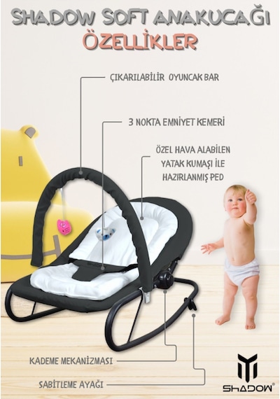 Soft Anakucağı - Hazır Kurulu Gelir - Sallanır - 4 Kademe - Sabitlenebilir Anadizi