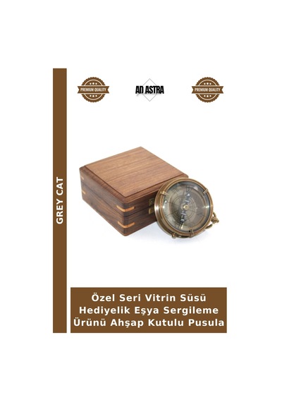Özel Seri Vitrin Süsü Hediyelik Eşya Sergileme Ürünü Ahşap Kutulu Pusula