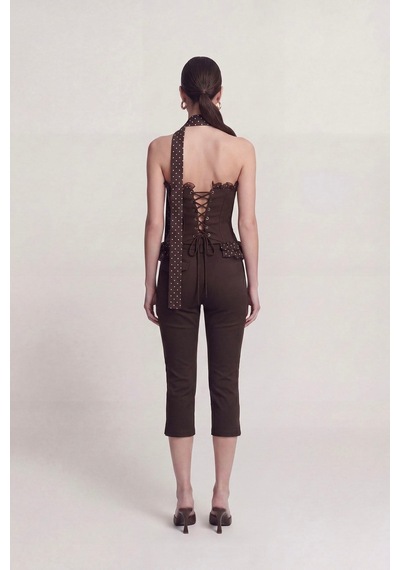 Holly Lolly Orta Bel Likralı Una Capri Pantolon Kahve
