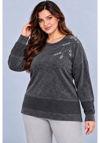 Cedy Denim Cedy Denım Kadın Bisiklet Yaka Dal Yaprak İşlemeli Taş Detaylı Dokulu Triko Kazak C27061 Antrasit Cedy Denim Cedy Denım Kadın Bisiklet Yaka Dal Yaprak İşlemeli Taş Detaylı Dokulu Triko Kazak C27061 Antrasit