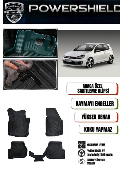 Powershıeld Volkswagen Golf 6 2009-2012 Arası Araca Özel Premium 5d Havuzlu Oto Paspas Takımı