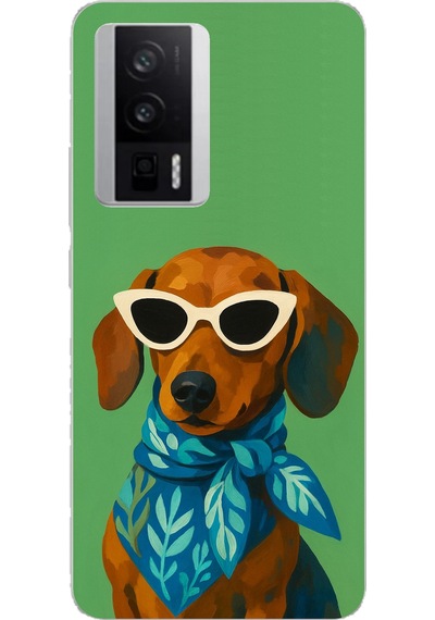 Poco F5 Pro Uyumlu Cool Dachshund Köpek Baskılı Silikon Kılıf Renkli