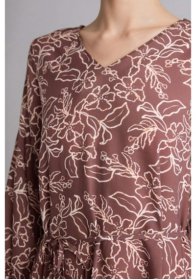DeFacto Regular Fit V Yaka Çiçek Desenli Yarım Kollu Midi Elbise F0985AX25SMOG327