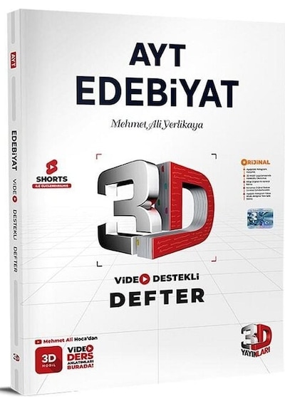 3d Yayınları Yks Ayt Edebiyat Video Destekli Defter 3d Yayınları