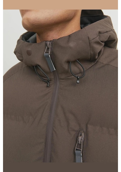 Jack & Jones Kapüşonlu Cep Detaylı Puffer Mont - Sweep Siyah
