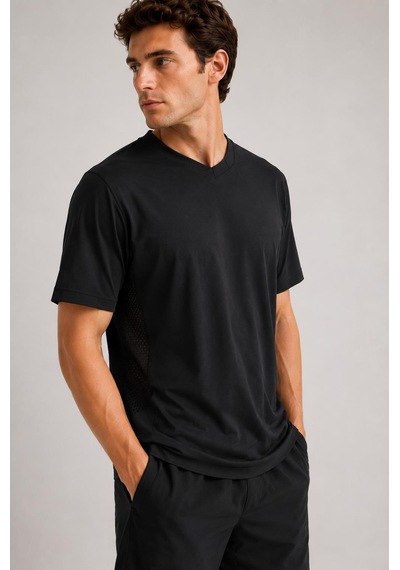 Alexander Gardi Nefes Alan File Detaylı Spor T-shirt Siyah