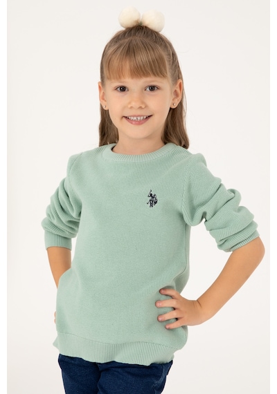 U.S. Polo Assn. Kız Çocuk Su Yeşili Bisiklet Yaka Basic Kazak 50293601-VR048