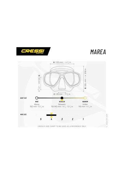 Cressi Marea Dalış Maskesi Açık Bej