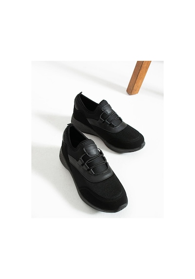 Siyah Anatomik Esnek Taban Slip-on Spor Ayakkabı Günlük Sneaker Siyah