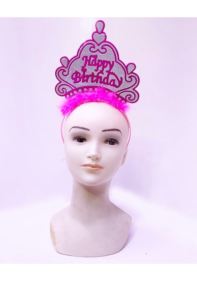 Happy Birthday Neon Pembe Renk Doğum Günü Tacı 24x15 Cm - Zmff-52360 18