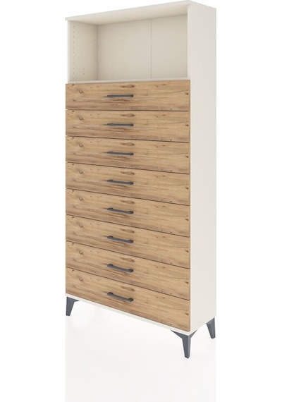 Arges Dolap Tek Raflı 8 Çekmeceli 88x30x182 Aytaşı-çam Aytaşı