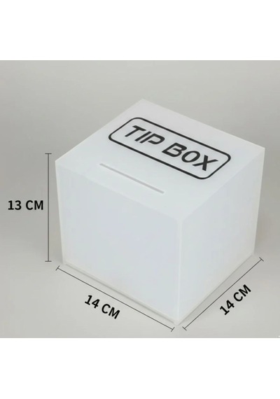 Kare Tipbox - Bahşiş Kutusu Buz Beyaz - 14x14xh13cm