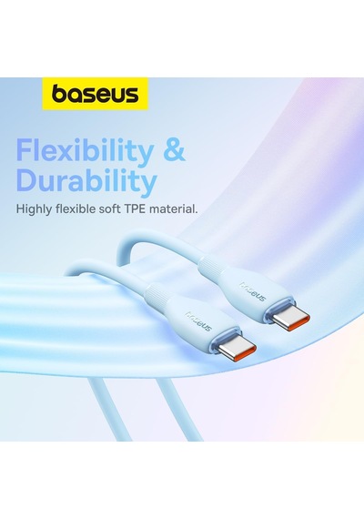 Baseus Pudding Hızlı Şarj Özellikli Type-c To Type-c Kablo 100w, 1.2 Metre, Mavi
