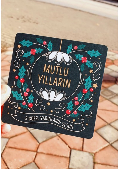 Yılbaşı Tebrik Kartı - Not Kartı -özel Gün 4 Lü Set - Merry Christmas - Happy New Year