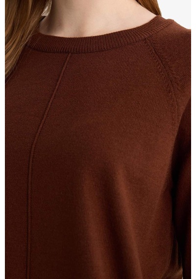 Defacto Regular Fit Bisiklet Yaka Triko Tunik G5867ax25wnbn320 Kahve-bn320