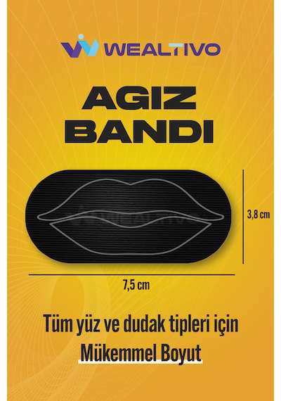 Wealtivo Premium Mouth Tape Gece Kullanım Uyku ve Ağız Bandı Siyah 60’lı