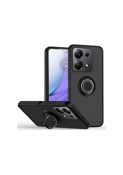 Note 13 Pro 5g Kılıf Montreal Yüzüklü Silikon Kapak - Siyah