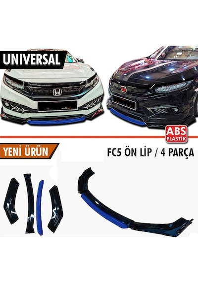 Universal Esnek 4 Parça Mavi Dilli Lip Piano Black Flaplı Abs