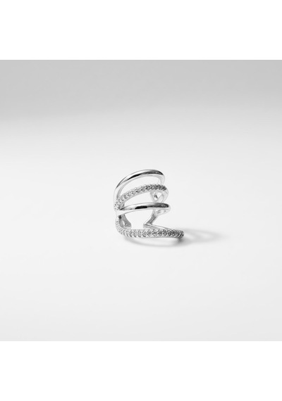 Earcuff Sıkıştırmalı Çelik Kıkırdak Küpe Çoklu Halka Görünümlü Gümüş Renk