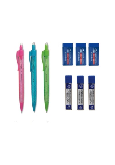 Tri Click Versatil Kalem 0.7 Mm 3 Adet 0.7 Mm Uç 3 Adet Sınav Silgisi 3 Adet 3 Renk