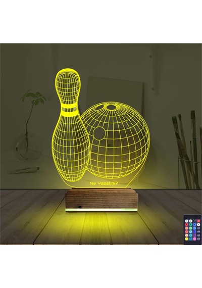 Luvivia Bowling Topu Kişiye Özel 3d Lamba - Masa Gece Lambası Şeffaf