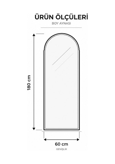 Boy Aynası Altın Metal Çerçeve Boy Dekoratif Ayna Duvar Aynası 180x60 Cn Gold