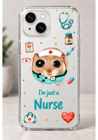 Sad Hamster Hemşire Baskılı Şeffaf Telefon Kılıfı