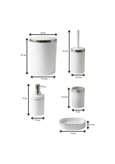 Makri Home Banyo Seti 5'li,akrilik-çöpkovası,wc Fırçalık,sıvı Sabunluk,diş Fırçalık,el Sabunluk Bordo