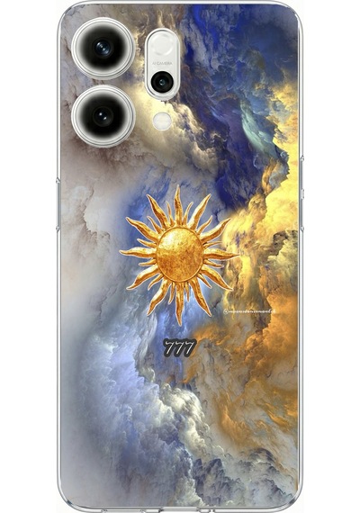 Oppo Reno 14 5g Uyumlu 777 Güneş Ve Bulut Tasarım Baskılı Silikon Kılıf Renkli