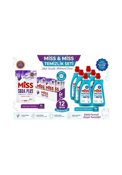 Miss Sıvı Çamaşır Deterjanı Renkli1500ml & Çamaşır Sodası 500gr 1500 ML