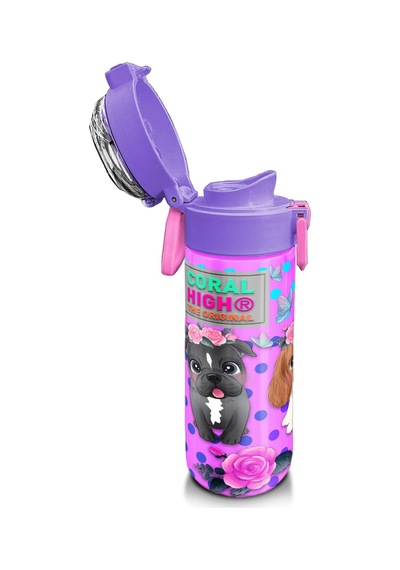 Coral High Kids Pembe Köpek Desenli Pipetli Ve Direkt İçim Çelik Termos 500 Ml 31951 Pembe - Altın