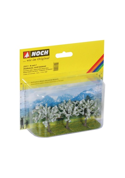 Noch 25511 Beyaz Çiçekli Meyva Ağaçları, 4,5 Cm. 3 Adet, Diorama Malzemesi-59361