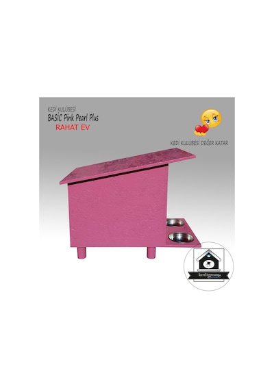 Kedigram Kedi Kulübesi Basic Pink Pearl Plus Kedi Evi Yağlı Boyalı