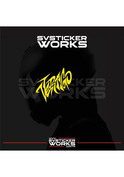 Vertigo Yazılı Kask Sticker Tüm Kasklar Uyumlu Tek Yön 1 Adet Sarı